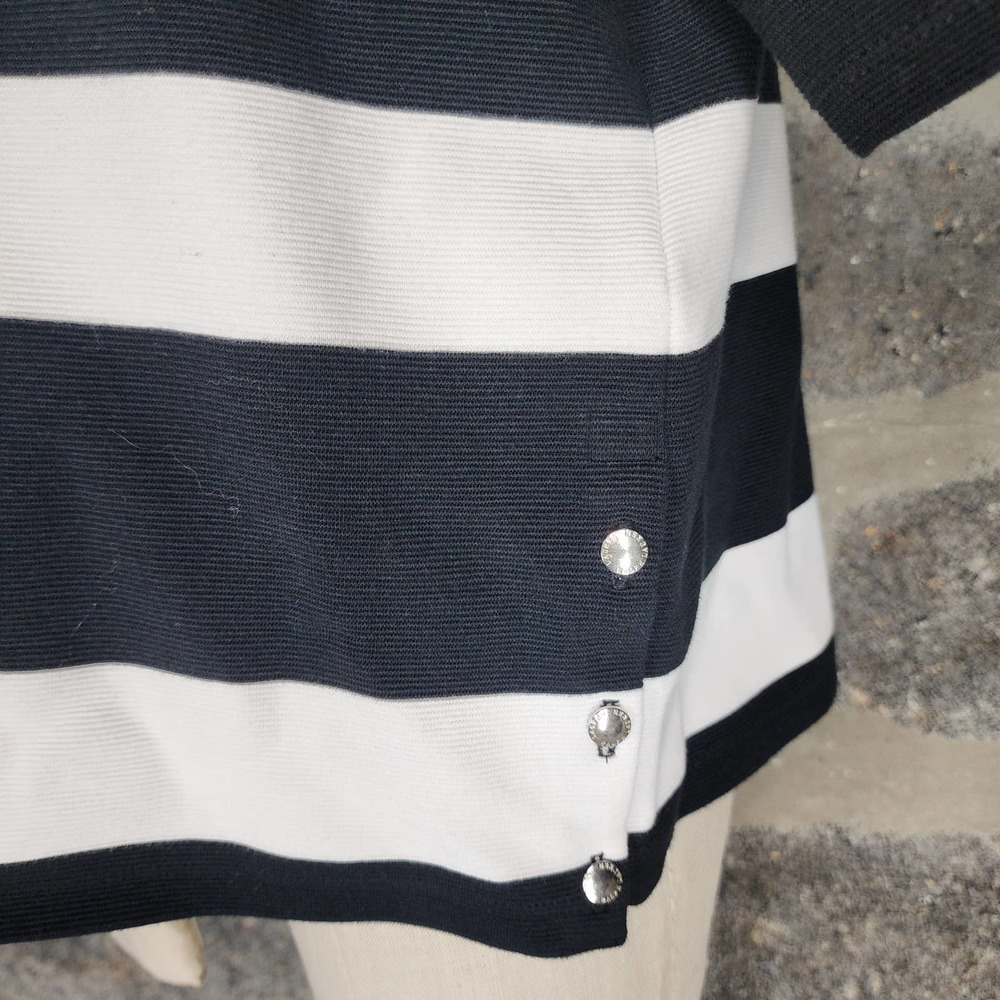 RALPH LAUREN sz XL black white horizontal stripe short sleeve top shirt - Picture 4 of 7